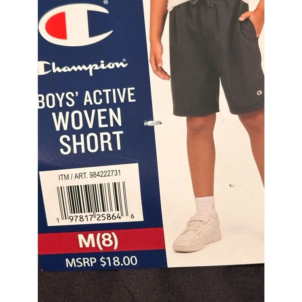 Champion Boys' Active Woven Shorts - Black Size 8